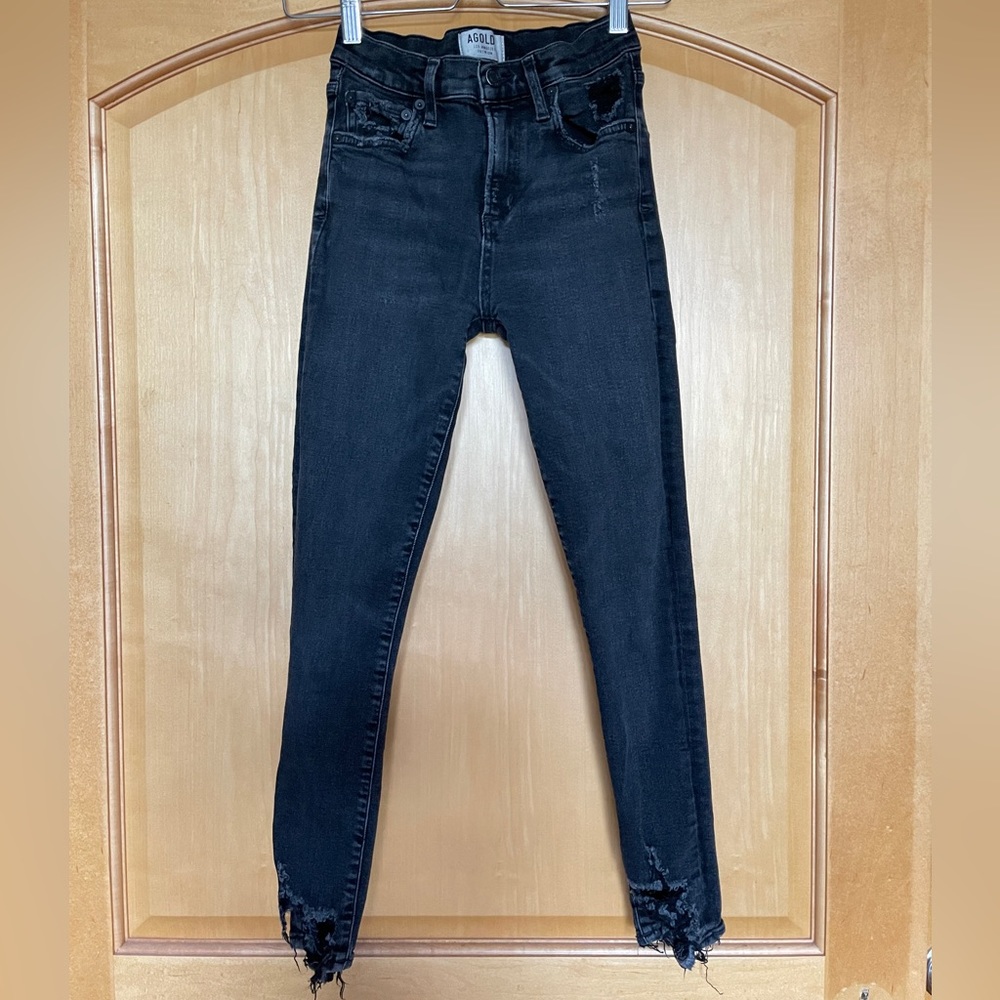AGOLDE High Rise Skinny Fit Sophie Ankle Jean in Black